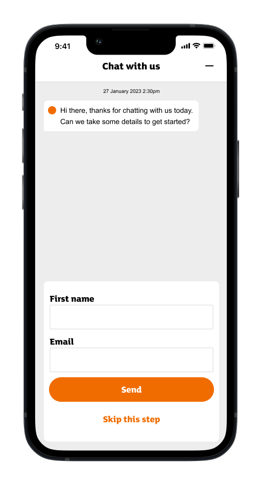 Sainsbury's Live Chat mobile